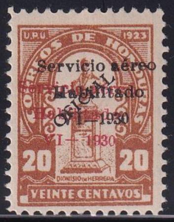 Honduras #CO2 variety Mint LH  VF Error - Double Overprint, one in red