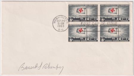 US 1239 FDC Signed by Baruch S. Blumberg, Nobel Prize Winner