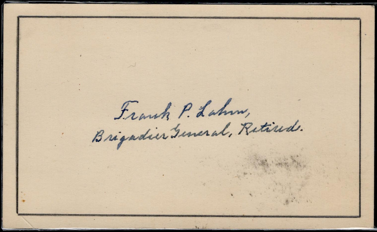 US Circa 1946 Cut Signature of First Army Pilot Frank P. Lahm