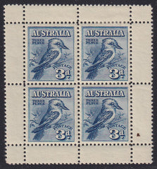 Australia 1928 #95a H F-VF Pane of 4, Kookaburra Bird