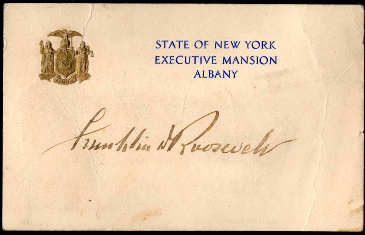 US  Autograph - Franklin D. Roosevelt as Governor of NY