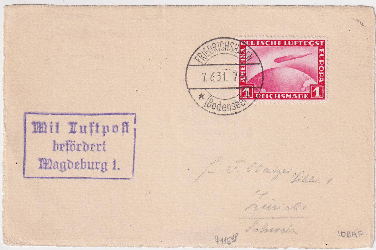 Germany 1931 Postal Card with C35, Magdeburg Airmail