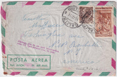 Italy 1954 Airmail  Flight Cover Rome - NY Crashed near NY.