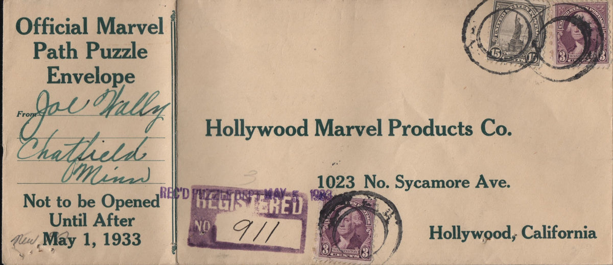US Minnesota, Chatfield 696, 720, on Registered Cover with Fancy Cancel. Concentric Circles