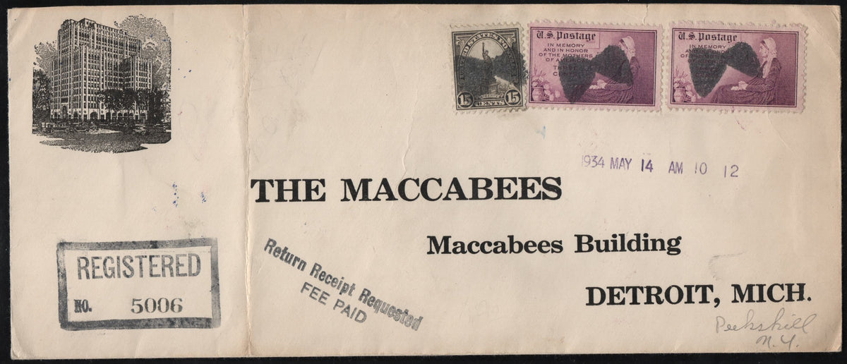US New York, Peekskill 696, 737 on Fancy Cancel Cover, Bowtie
