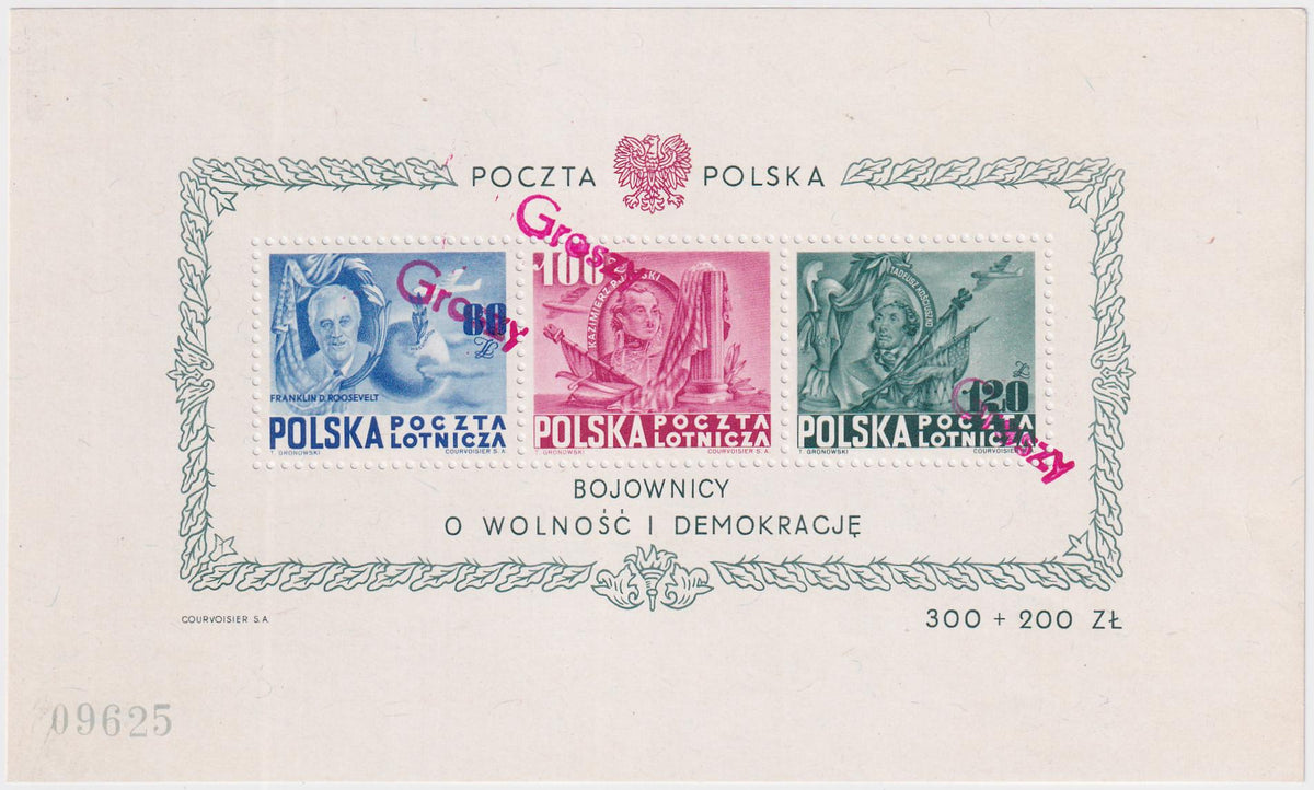 Poland 1948 #C26Cd S/S Mint with Grozy Overprint