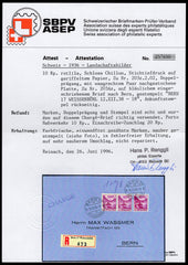 Switzerland 1938 Zum. 203z Double Print Variety on Registered Cover to Bern, Certificate