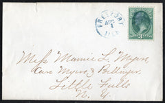 US c1870  #158 on Cover, Freeport, IL Fly Cancel