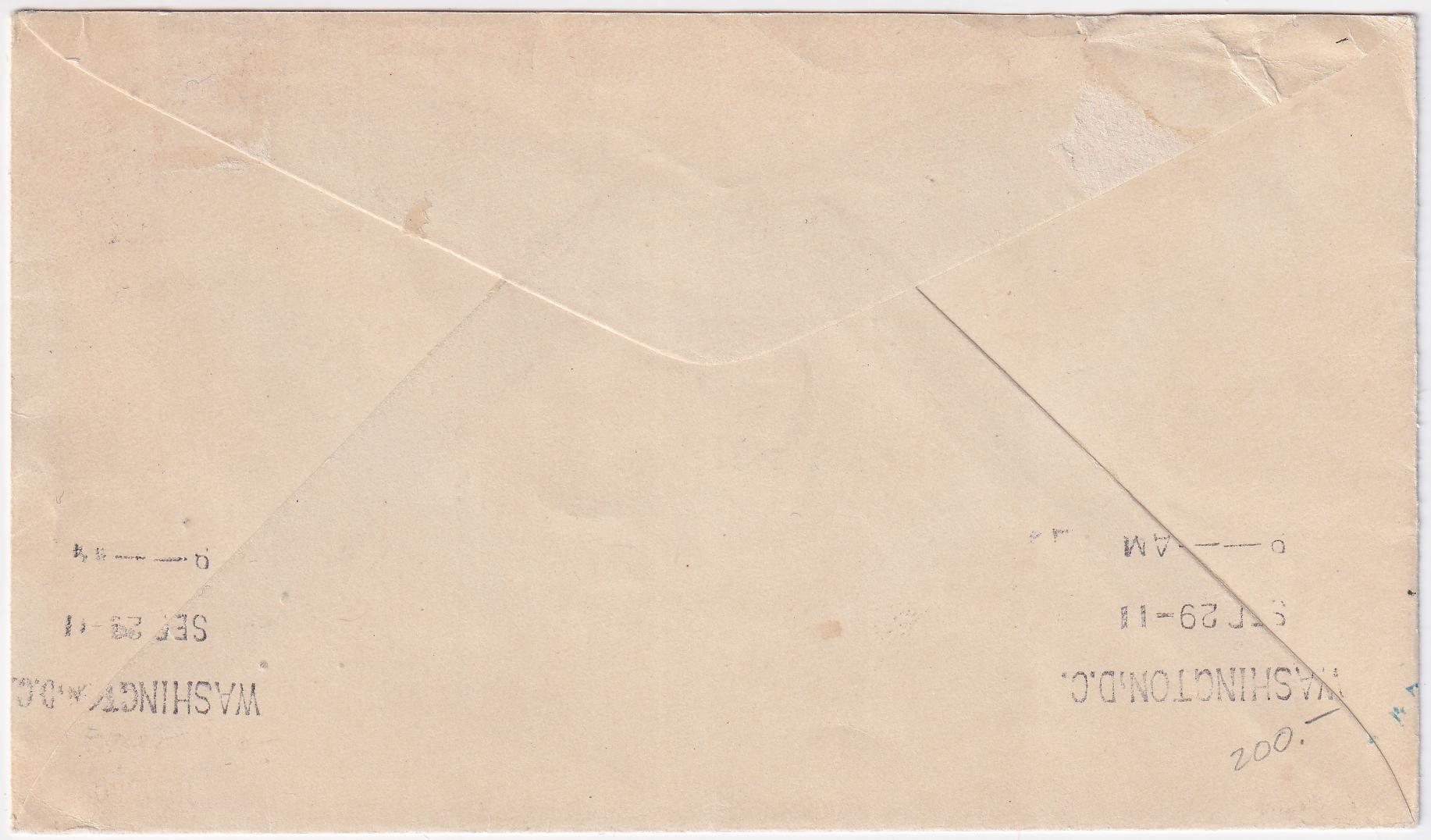 US 1911 AAMS #3A  Pioneer Airmail Cover - Garden City NY