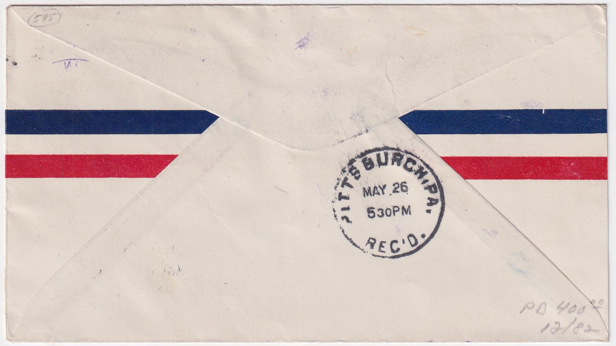 US 1929 C10a , without tab, FDC Sent Airmail to Lancaster PA