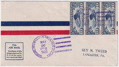 US 1929 C10a , without tab, FDC Sent Airmail to Lancaster PA