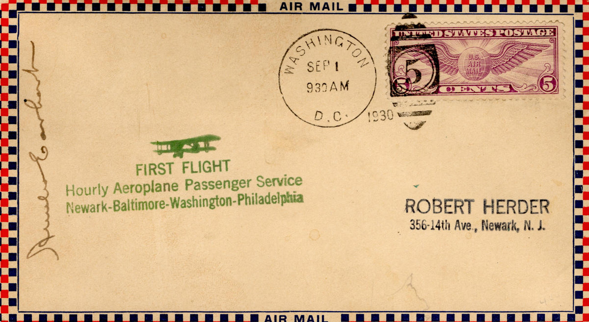 US 1930 1st Flight Cover with C12 Signed by Amelia Earhart