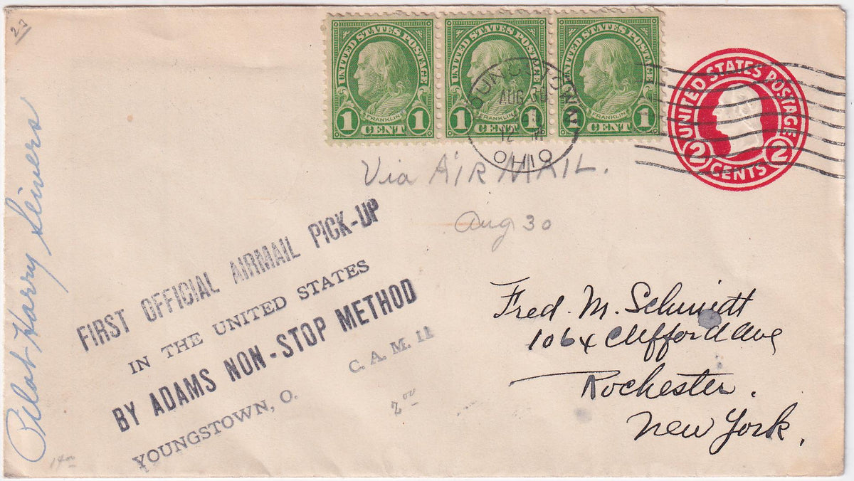 US 1929 Airmail Cover Signed by the pilot, Harry Sievers