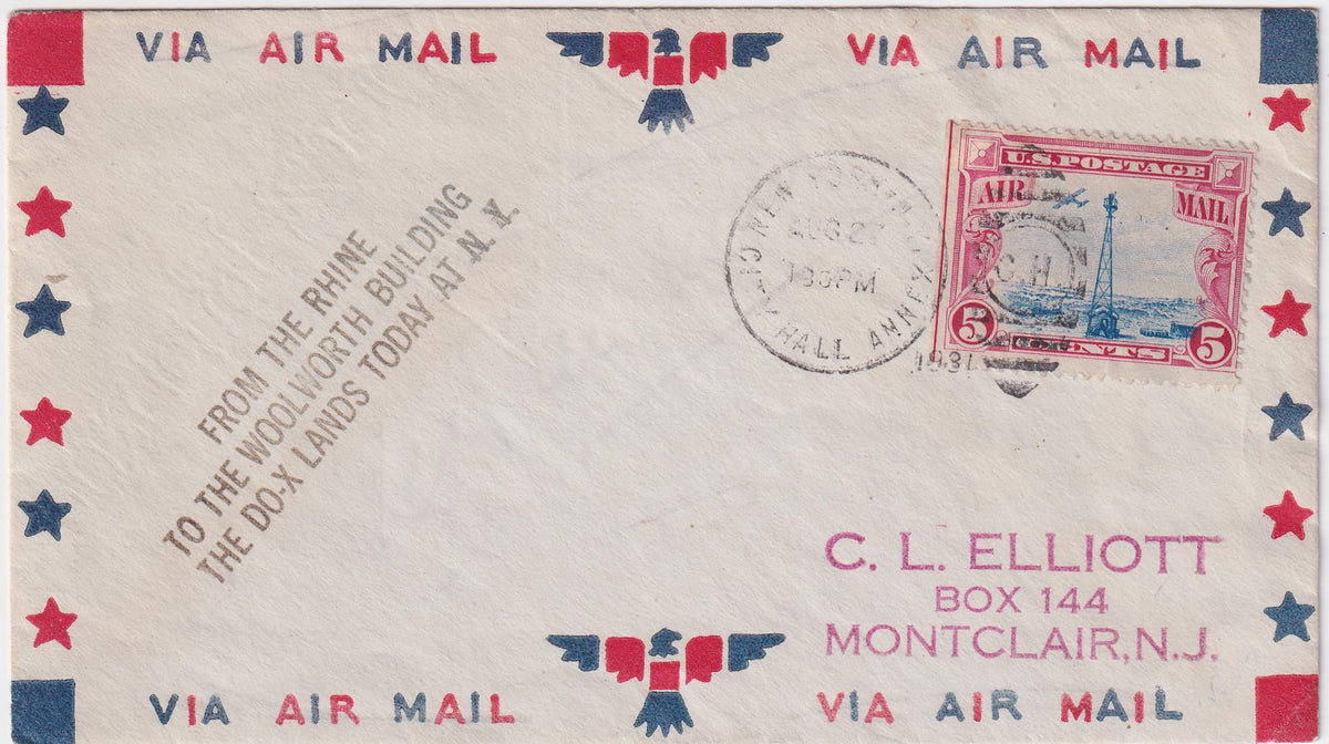 US 1931 Do-X Airmail Cover with C11, The Rhine - New York