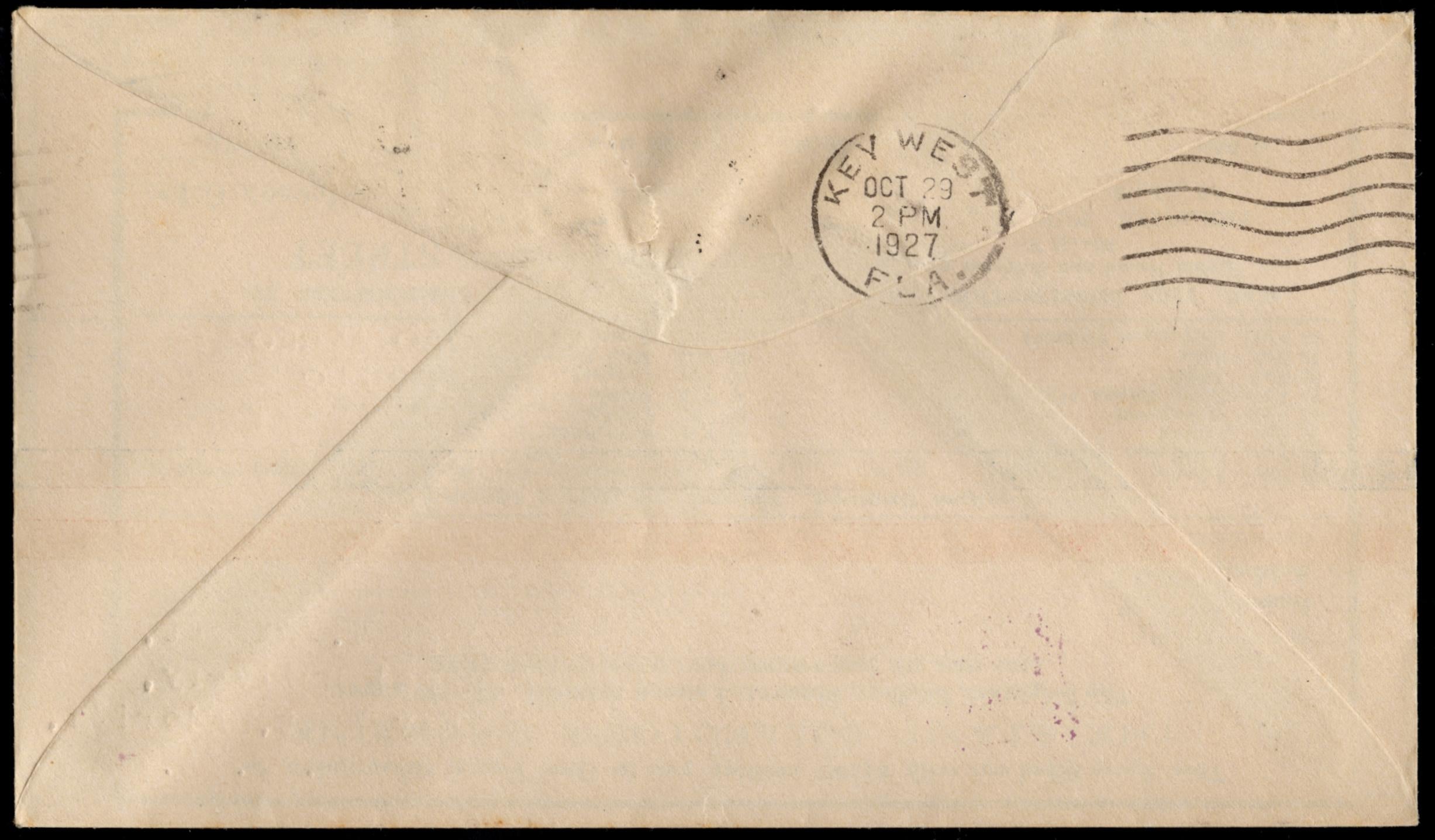 Cuba 1927 1st Flight  Havana, Cuba to Key West, FL Signed by Pilots Hugh Wells & Edwin Musick