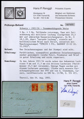 Switzerland 1922 Zumstein S18, 5rp + 5rp Tell boy Pair on Cover, Renggli Certificate