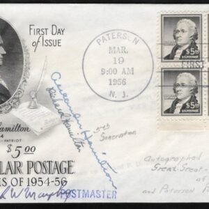 US 1956 #1053 FDC  Signed by Great Great Grandsons of Hamilton + PM