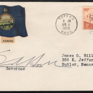 US 1955 #1061 Cover Signed by Governor of KS Edward F. Arn, 1951-1955