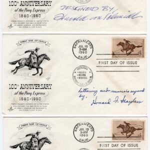US 1960 #1154  Set of 3 Matching FDC's Each Signed by a Different Designer or Engraver