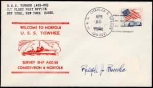 US 1964 #1208 on U.S.S. Towhee Cover Signed by Ralph J. Bunche