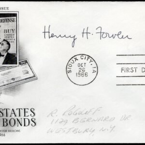1966 #1320 US Savings Bond FDC Signed by Henry H Fowler, Secretary of Treasury