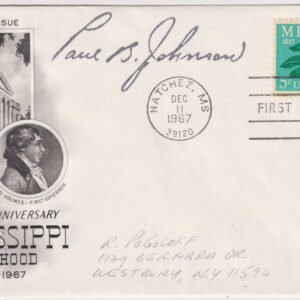 US 1337 FDC Signed by Governor Paul B. Johnson of MS