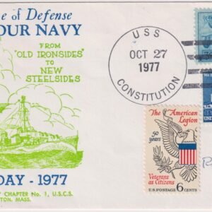 US 1369 + Navy Day Cover Signed by Designer. U.S.S. Constitution Cancel