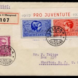 Switzerland 1937 #B89 FDC VF Sent Registered to USA