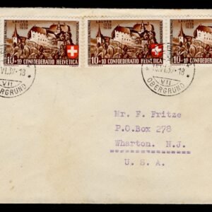 Switzerland 1939 #B95 FDC Sent to USA