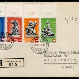 Switzerland 1940 #B100-103 FDC VF Sent Registered to Holland