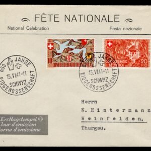 Switzerland 1940 #B110-111 FDC XF Cacheted Cover Sent to Thurgau