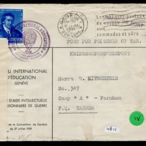 Switzerland 1941 Cover with Bureau of Education  Zumstein DV-IV blue Pestalozzi