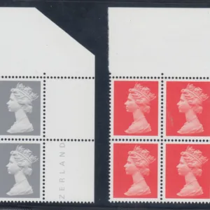 Great Britain 1997 XF NH Machin Essays By Courvoisier In Red-Orange & Grey Corner Block Of 4 w/ Margins (Copy)