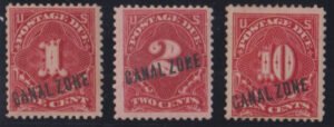 US Possessions - Canal Zone #J1-3 MintHinged F
