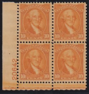 US #715 Mint NH F-VF Plate Block, Large Margins