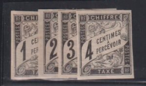 French Colonies and French Area #J1-4 MintHinged VF