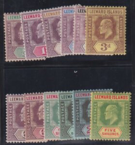 British Area A- M - Leeward Island #29-40 MintLH F - VF