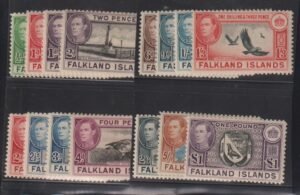 British Area A- M - Falkland Islands #84//96 MintHinged/LH F - VF