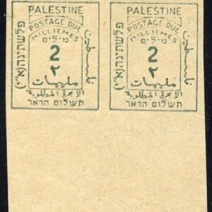 Palestine J2 VAR VF Unused NH Margin Imperf Pair