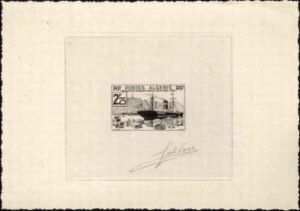 Algeria 130  Artist Die Proof, Ship, in Soft Black