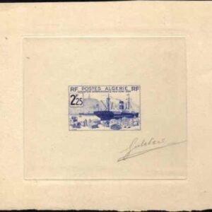 Algeria 130  Artist Die Proof, Ship, in Ultra, Signed