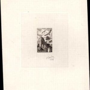 Algeria C10  Artist Die Proof, Birds, in Sepia, Signed