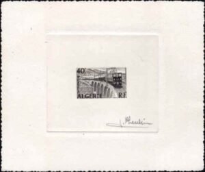 Algeria 283 1957 Artist Die Proof, Train, Signed