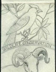 Ralph Dyer Artwork : Scott 1464-67, Wildlife Conservation, Cardinal, Ram, Bird
