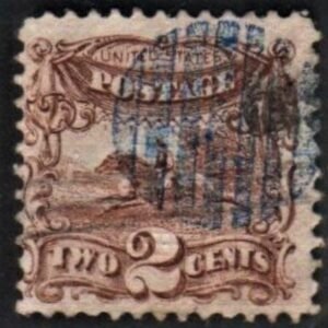 US 113 Pictorials Fancy Cancel blue grid