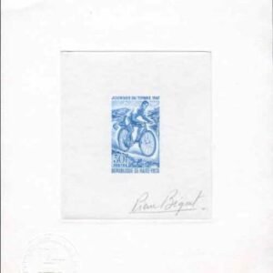 Burkina Faso 180 Artist Die Proof, Mailman on Bicycle