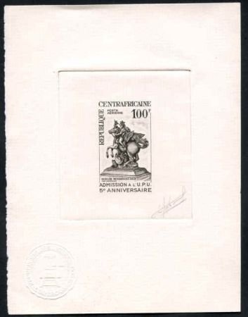 INV-01674itExt_7a652ec9-8e3b-4f20-bc8f-f962386ba92f Central Africa C32 Artist Die Proof in Black, UPU, Mercury Statue