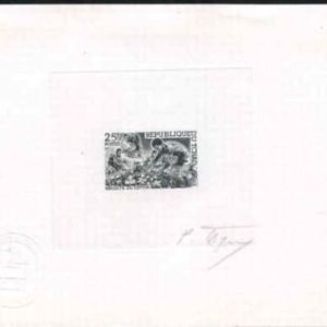 Chad 157 Artist Die Proof in Black, Harvesting Corn,