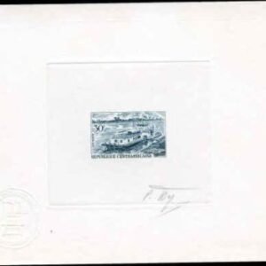 Central Africa 111 Artist Die Proof in teal, River Boat