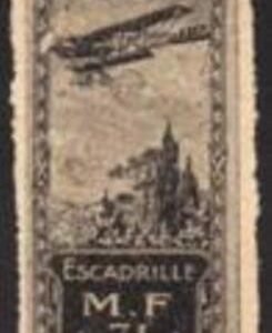 France 1916 WWI Flying Squadron gummed vignette of Biplane